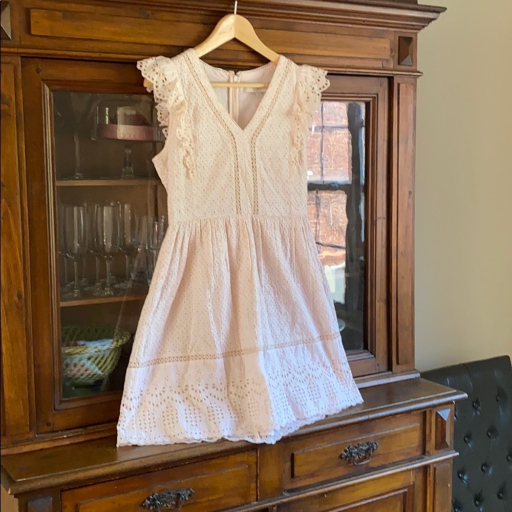 LOFT Shell Pink Eyelet Dress